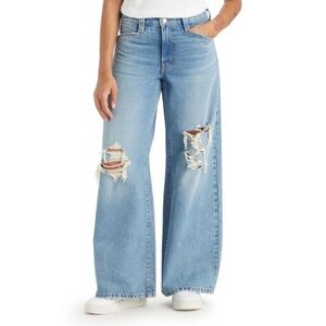 Levi's Women’s Mid-Rise 94s Distressed Baggy Wide Leg Jeans